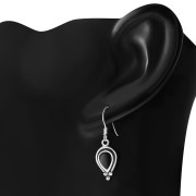 Black Onyx Pear Shaped Ethnic Style Drop Hook Earrings, e177